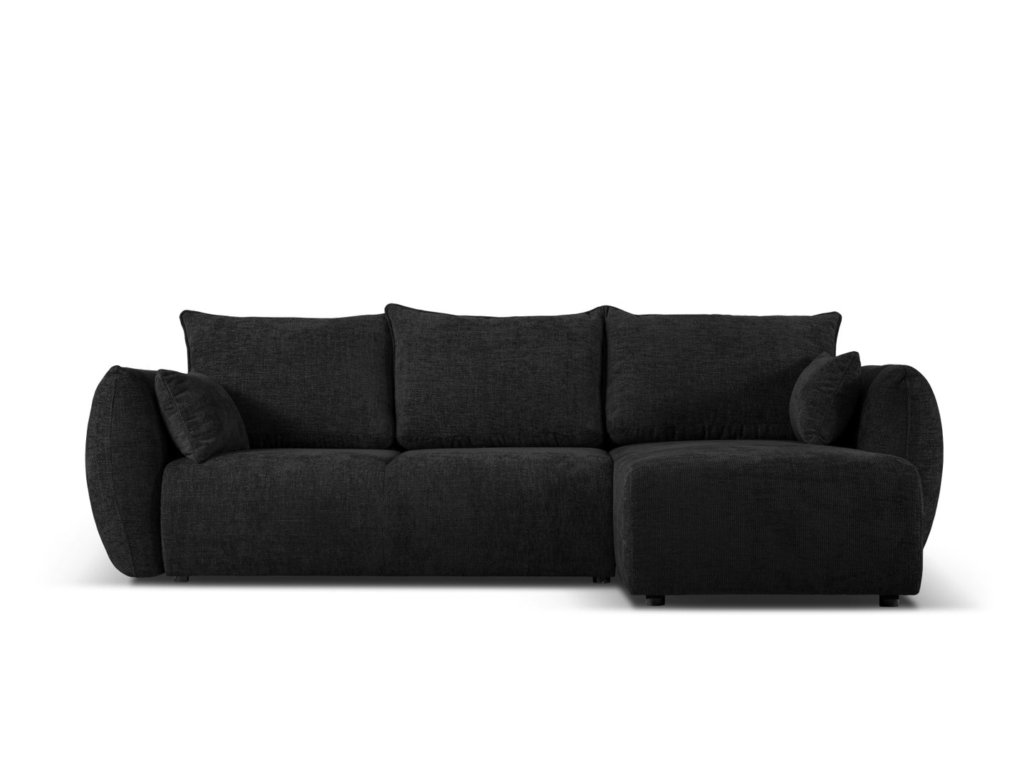 Matera Corner Sofa With Bed Function And Box, 4 Seats, 253x173 cm — Black / Right