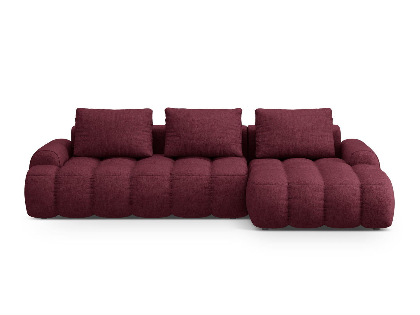 Linz Corner Sofa With Bed Function And Box, 3 Seats, 275x142 cm — Burgundy / Right
