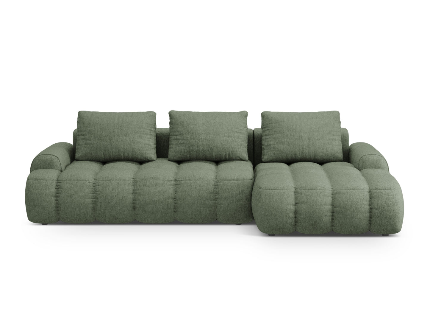 Linz Corner Sofa With Bed Function And Box, 3 Seats, 275x142 cm — Dark Olive Green / Right