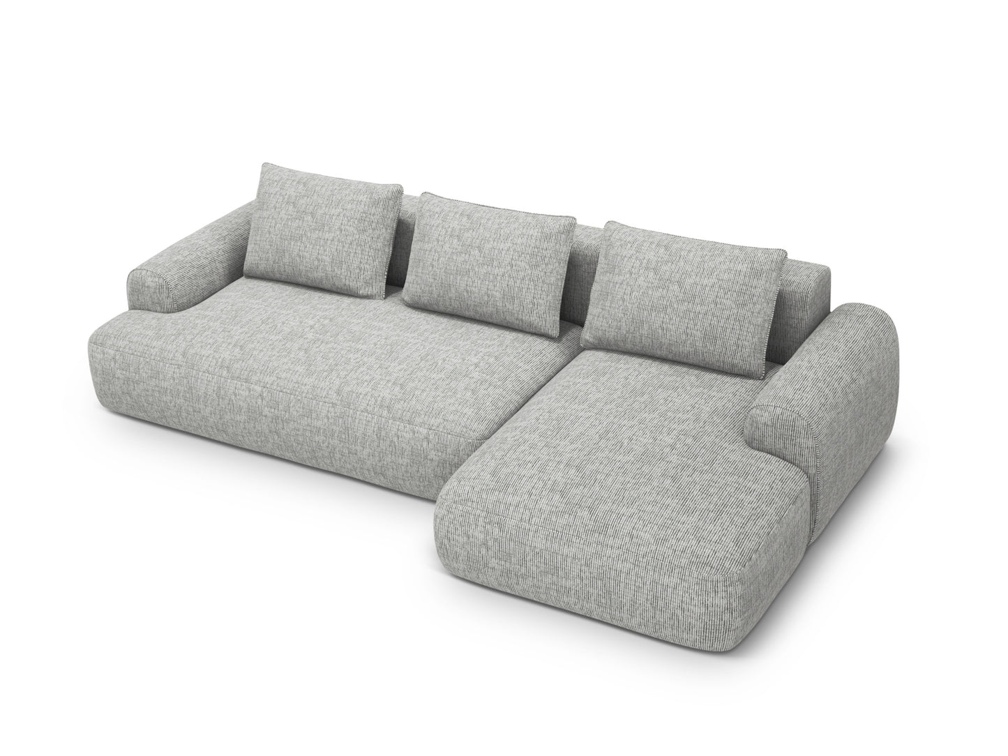 Calma Corner Sofa With Bed Function And Box, 3 Seats, 275x142 cm — Warm grey / Right