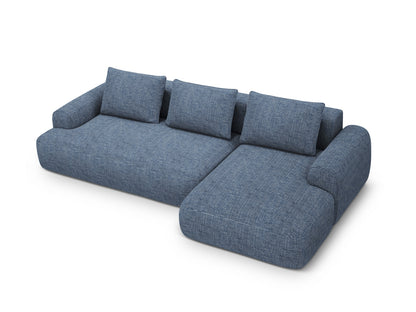 Calma Corner Sofa With Bed Function And Box, 3 Seats, 275x142 cm — Blue Melange / Right