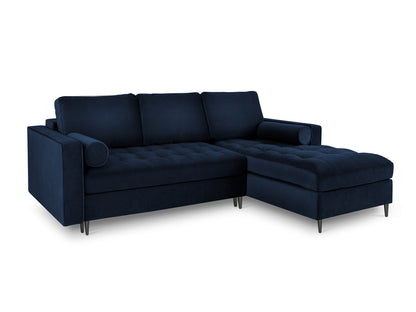 Aspen Corner Sofa With Bed Function And Box, 5 Seats, 240x175 cm — Royal Blue / Black Chrome Metal / Right