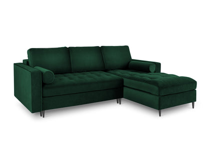 Aspen Corner Sofa With Bed Function And Box, 5 Seats, 240x175 cm — Bottle Green / Black Chrome Metal / Right