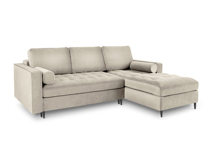 Aspen Corner Sofa With Bed Function And Box, 5 Seats, 240x175 cm — Dark Beige / Black Chrome Metal / Right