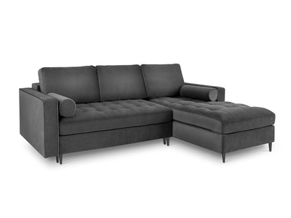 Aspen Corner Sofa With Bed Function And Box, 5 Seats, 240x175 cm — Dark Grey / Black Chrome Metal / Right
