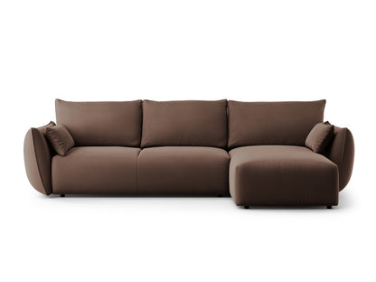 Matera Corner Sofa With Bed Function And Box, 4 Seats, 253x173 cm — Chocolate / Right