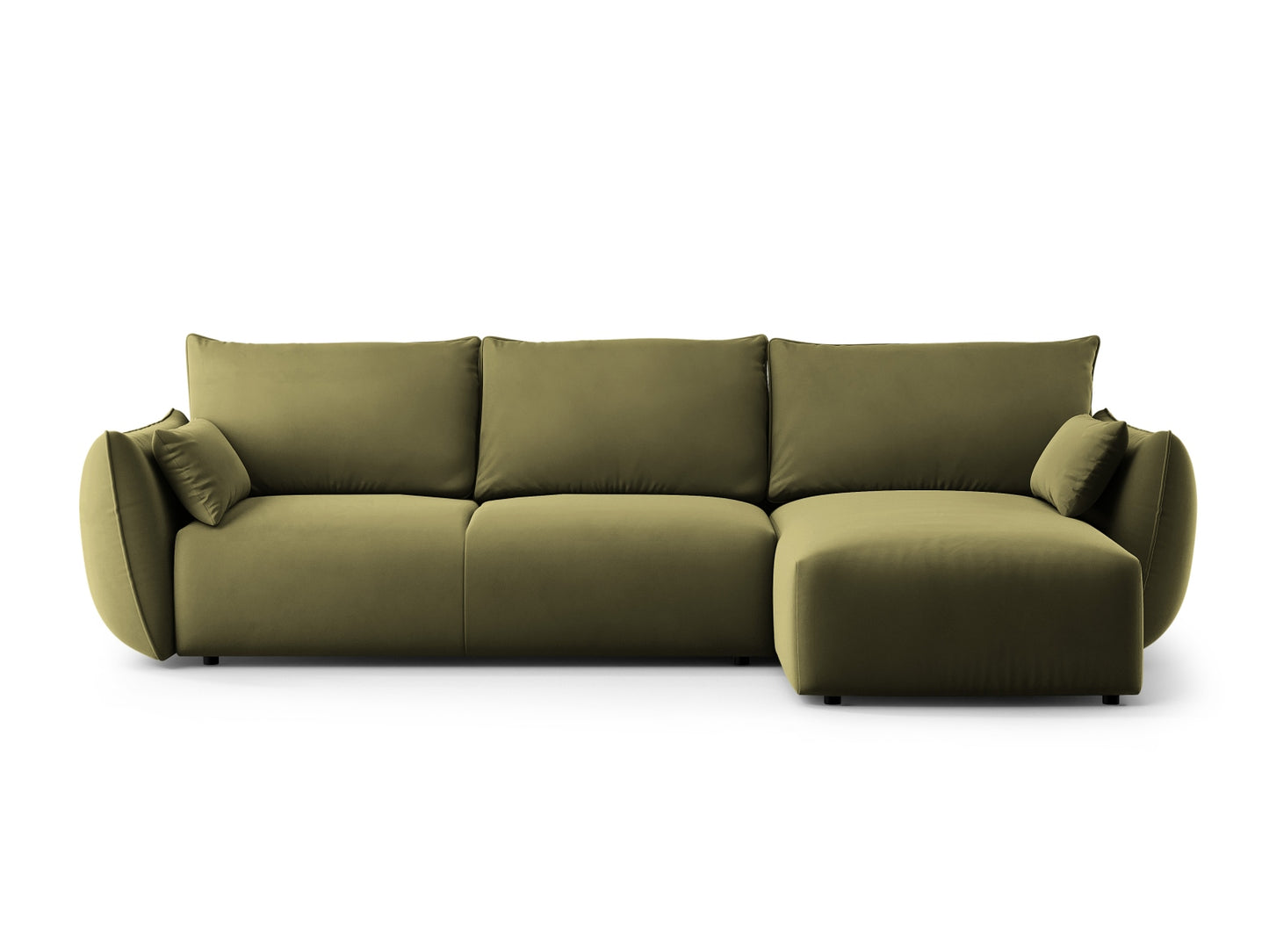 Matera Corner Sofa With Bed Function And Box, 4 Seats, 253x173 cm — Green / Right