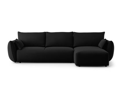 Matera Corner Sofa With Bed Function And Box, 4 Seats, 253x173 cm — Black / Right