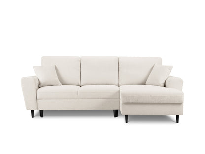 Kyoto Corner Sofa With Bed Function And Box, 4 Seats, 241x145 cm — Beige / Black Beech Wood / Right