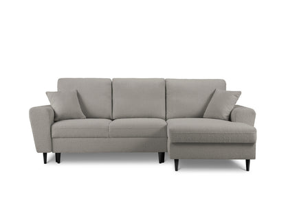Kyoto Corner Sofa With Bed Function And Box, 4 Seats, 241x145 cm — Grey / Black Beech Wood / Right