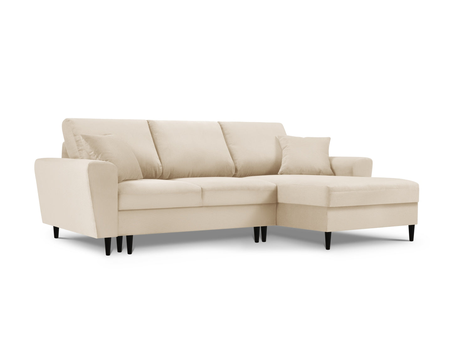 Kyoto Corner Sofa With Bed Function And Box, 4 Seats, 241x145 cm — Beige / Right
