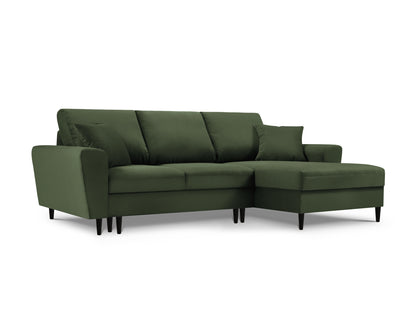 Kyoto Corner Sofa With Bed Function And Box, 4 Seats, 241x145 cm — Bottle Green / Right