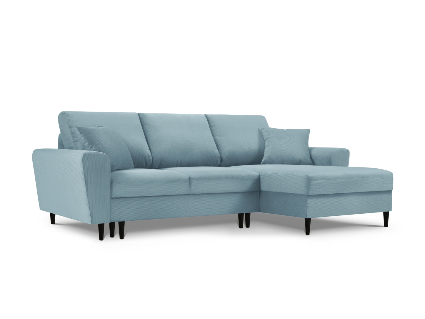Kyoto Corner Sofa With Bed Function And Box, 4 Seats, 241x145 cm — Light Blue / Right