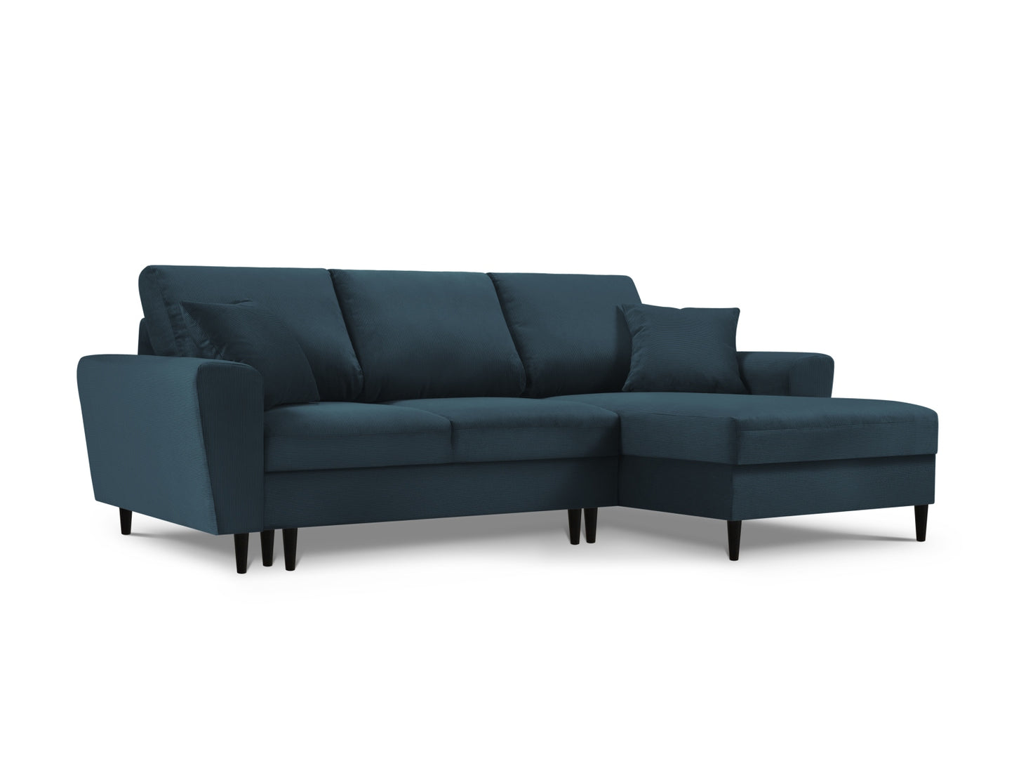 Kyoto Corner Sofa With Bed Function And Box, 4 Seats, 241x145 cm — Dark Blue / Right