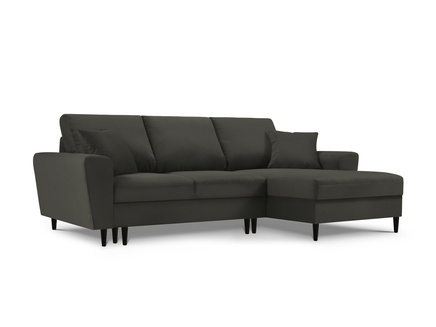 Kyoto Corner Sofa With Bed Function And Box, 4 Seats, 241x145 cm — Black / Right