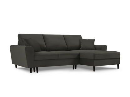 Kyoto Corner Sofa With Bed Function And Box, 4 Seats, 241x145 cm — Black / Right