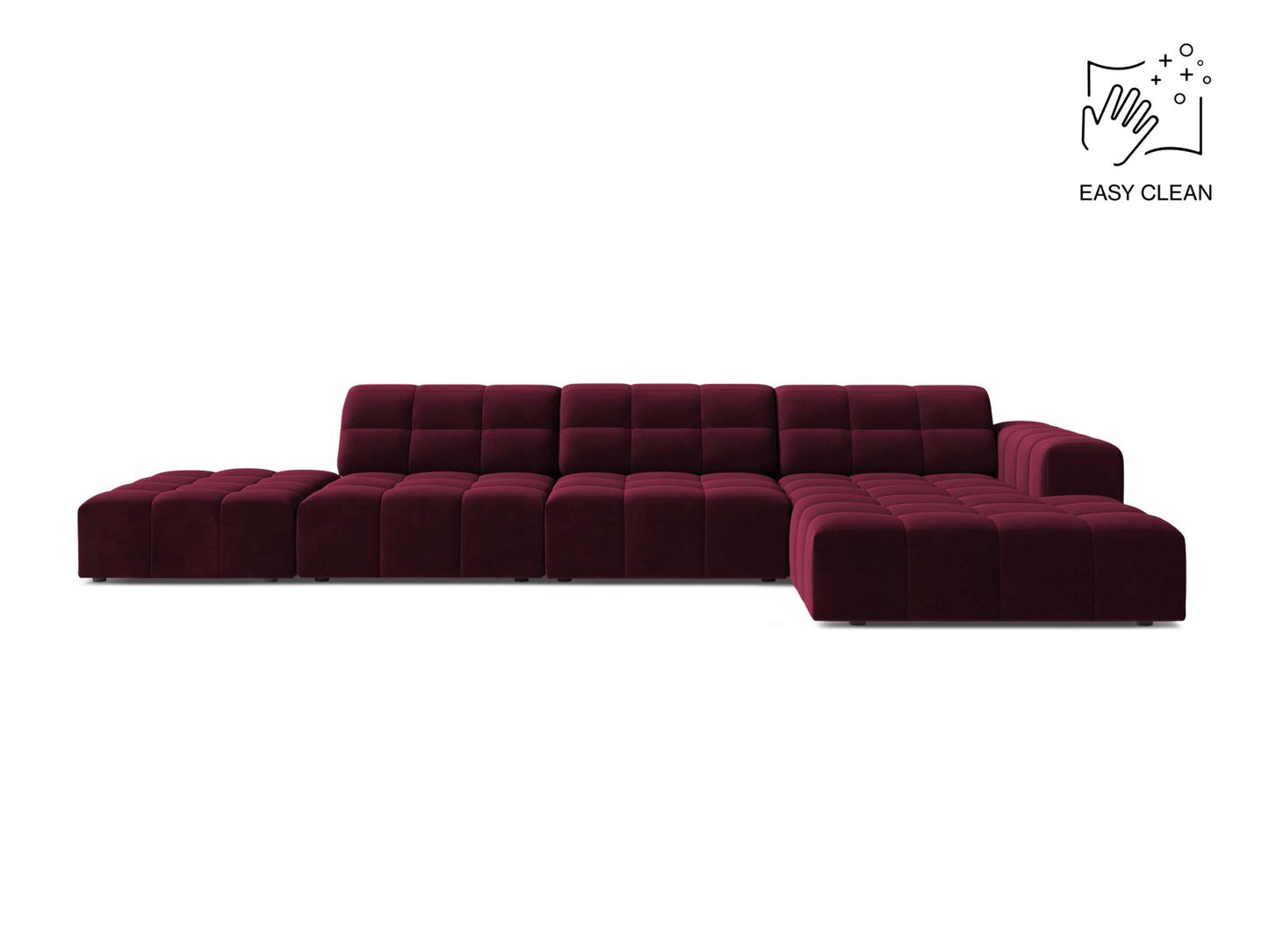 Chicago Corner Sofa, 5 Seats, 348x167 cm — Burgundy / Right