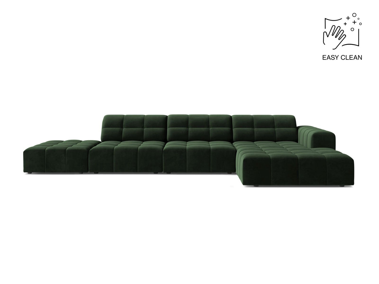 Chicago Corner Sofa, 5 Seats, 348x167 cm — Bottle Green / Right