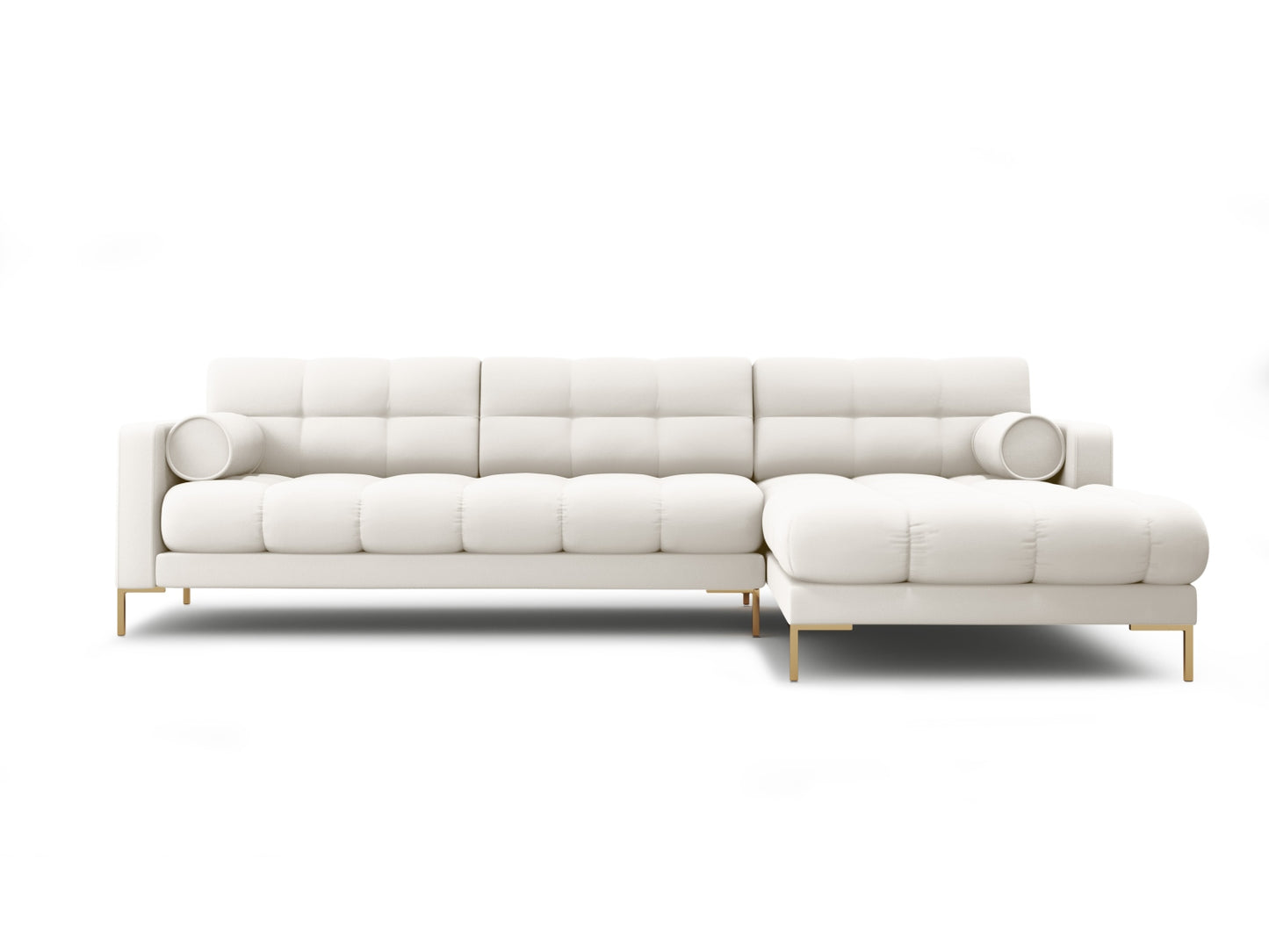 Bali Corner Sofa, 5 Seats, 293x185 cm — Light Beige / Gold Metal / Right