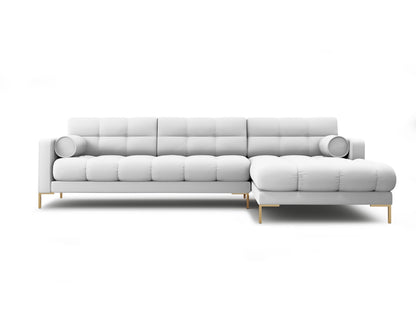 Bali Corner Sofa, 5 Seats, 293x185 cm — Light Grey / Gold Metal / Right