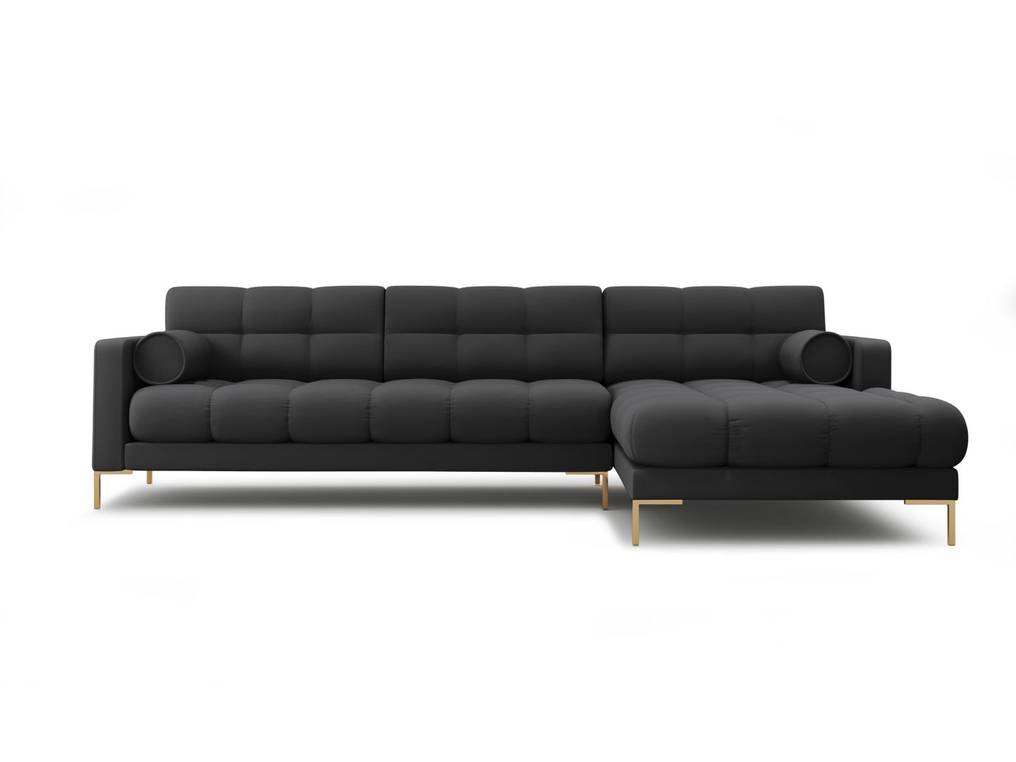 Bali Corner Sofa, 5 Seats, 293x185 cm — Dark Grey / Gold Metal / Right