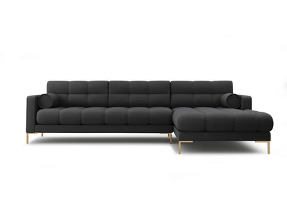 Bali Corner Sofa, 5 Seats, 293x185 cm — Dark Grey / Gold Metal / Right