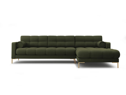 Bali Corner Sofa, 5 Seats, 293x185 cm — Green / Gold Metal / Right