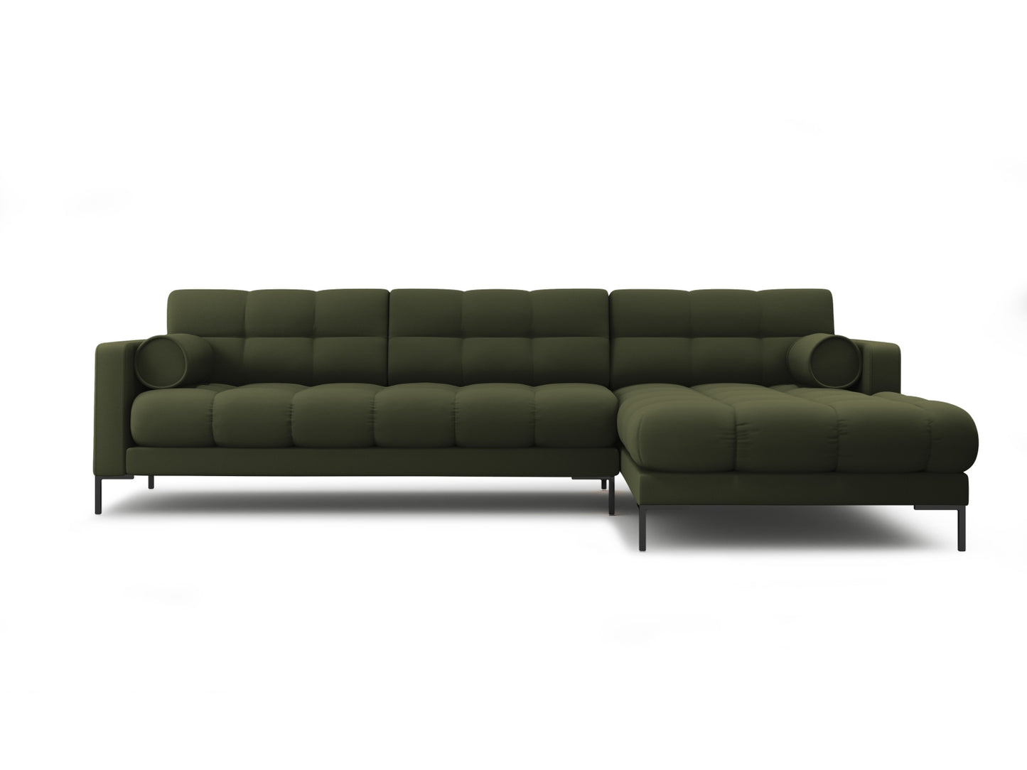 Bali Corner Sofa, 5 Seats, 293x185 cm — Green / Black Metal / Right