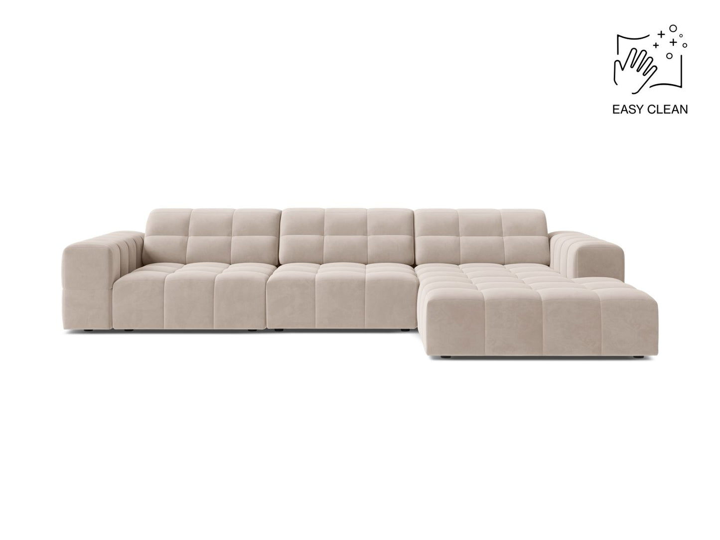 Chicago Corner Sofa, 4 Seats, 294x167 cm — Light Beige / Right