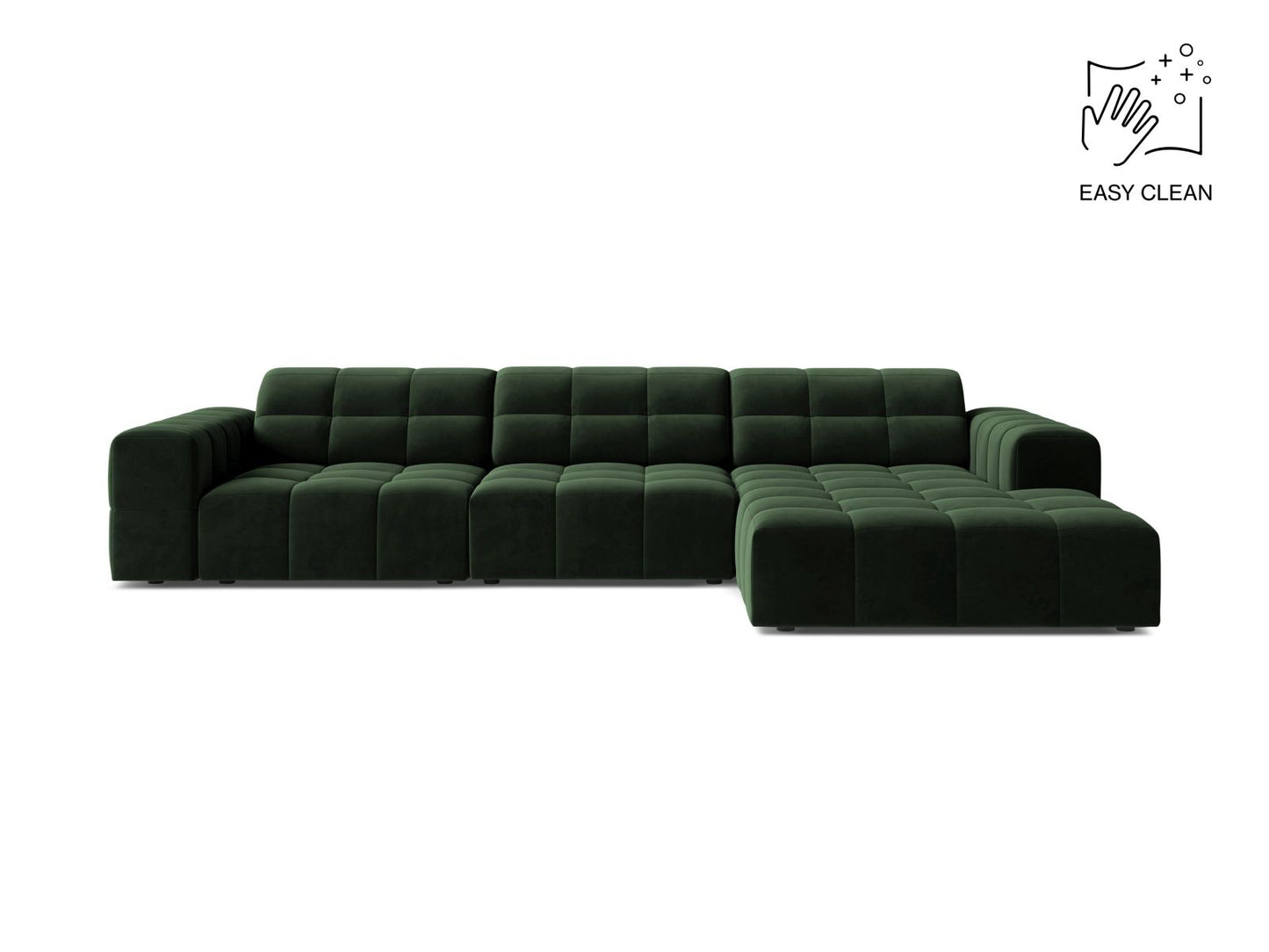 Chicago Corner Sofa, 4 Seats, 294x167 cm — Bottle Green / Right