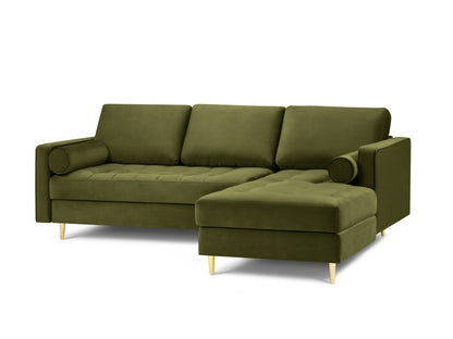 Aspen Corner Sofa, 4 Seats, 236x170 cm — Green / Gold Metal / Right