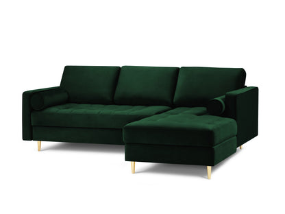 Aspen Corner Sofa, 4 Seats, 236x170 cm — Bottle Green / Gold Metal / Right
