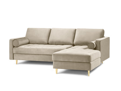Aspen Corner Sofa, 4 Seats, 236x170 cm — Dark Beige / Gold Metal / Right