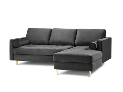 Aspen Corner Sofa, 4 Seats, 236x170 cm — Dark Grey / Gold Metal / Right