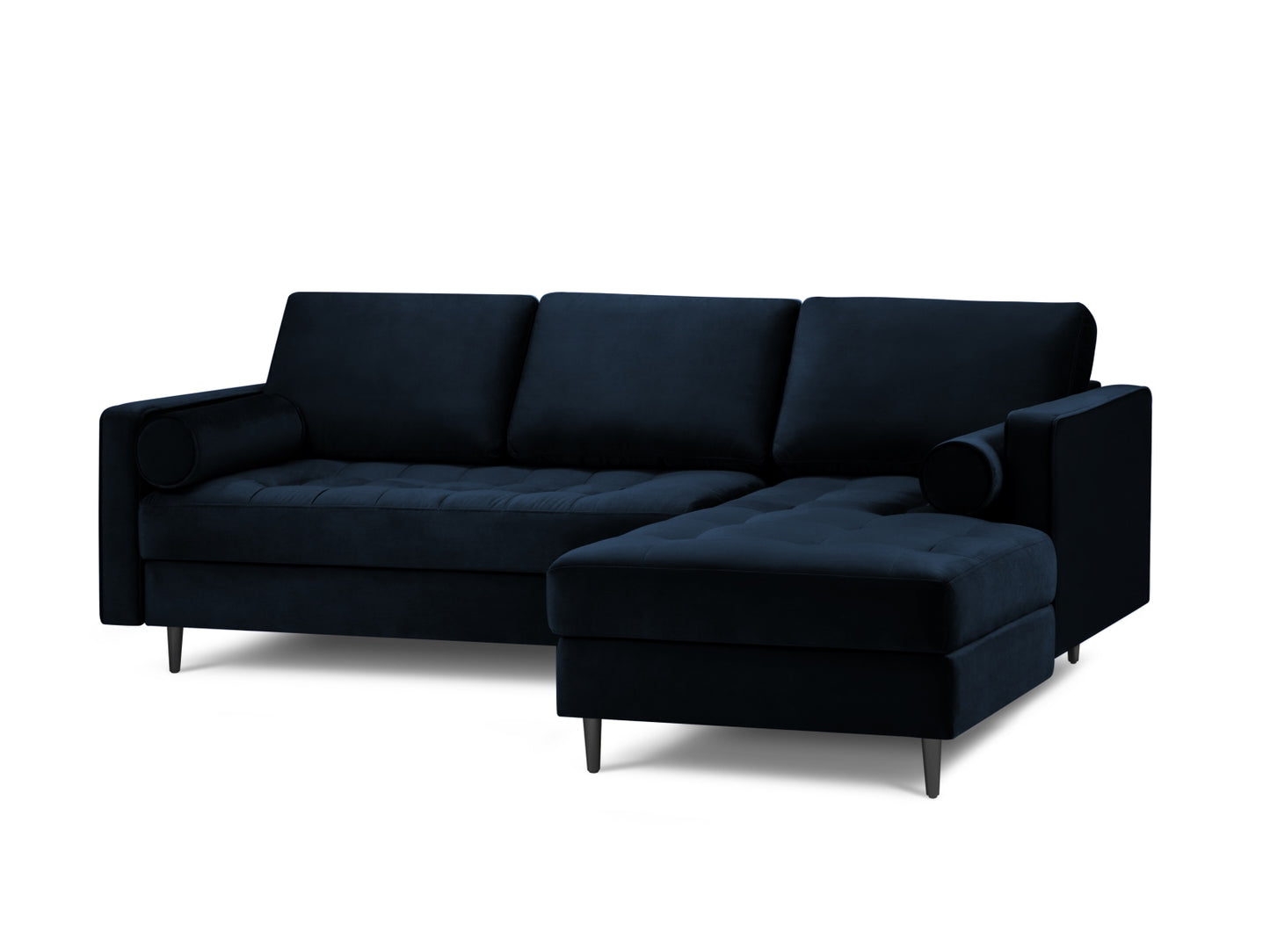 Aspen Corner Sofa, 4 Seats, 236x170 cm — Royal Blue / Black Chrome Metal / Right