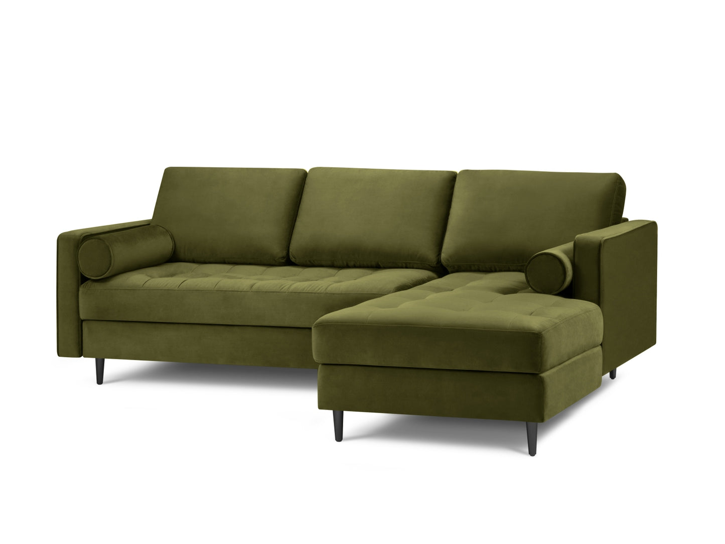 Aspen Corner Sofa, 4 Seats, 236x170 cm — Green / Black Chrome Metal / Right