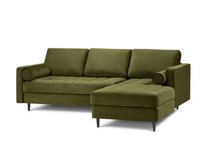 Aspen Corner Sofa, 4 Seats, 236x170 cm — Green / Black Chrome Metal / Right