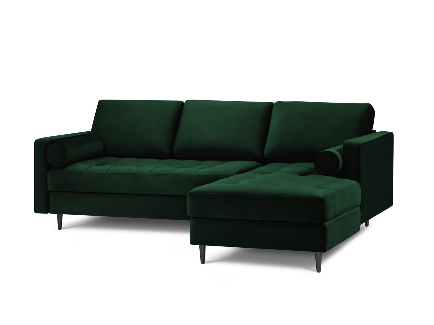 Aspen Corner Sofa, 4 Seats, 236x170 cm — Bottle Green / Black Chrome Metal / Right