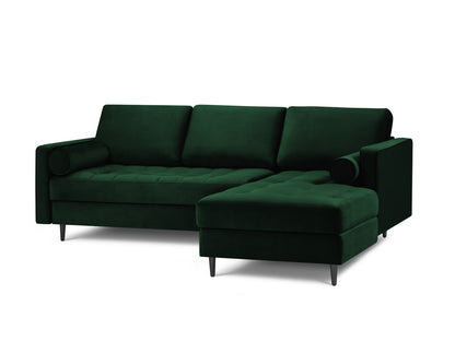 Aspen Corner Sofa, 4 Seats, 236x170 cm — Bottle Green / Black Chrome Metal / Right