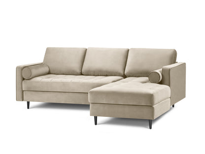 Aspen Corner Sofa, 4 Seats, 236x170 cm — Dark Beige / Black Chrome Metal / Right