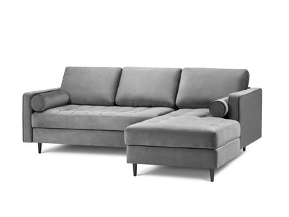 Aspen Corner Sofa, 4 Seats, 236x170 cm — Grey / Black Chrome Metal / Right