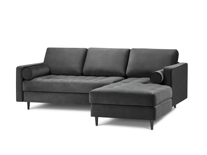 Aspen Corner Sofa, 4 Seats, 236x170 cm — Dark Grey / Black Chrome Metal / Right