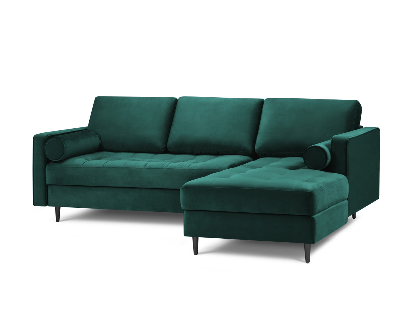 Aspen Corner Sofa, 4 Seats, 236x170 cm — Petrol / Black Chrome Metal / Right