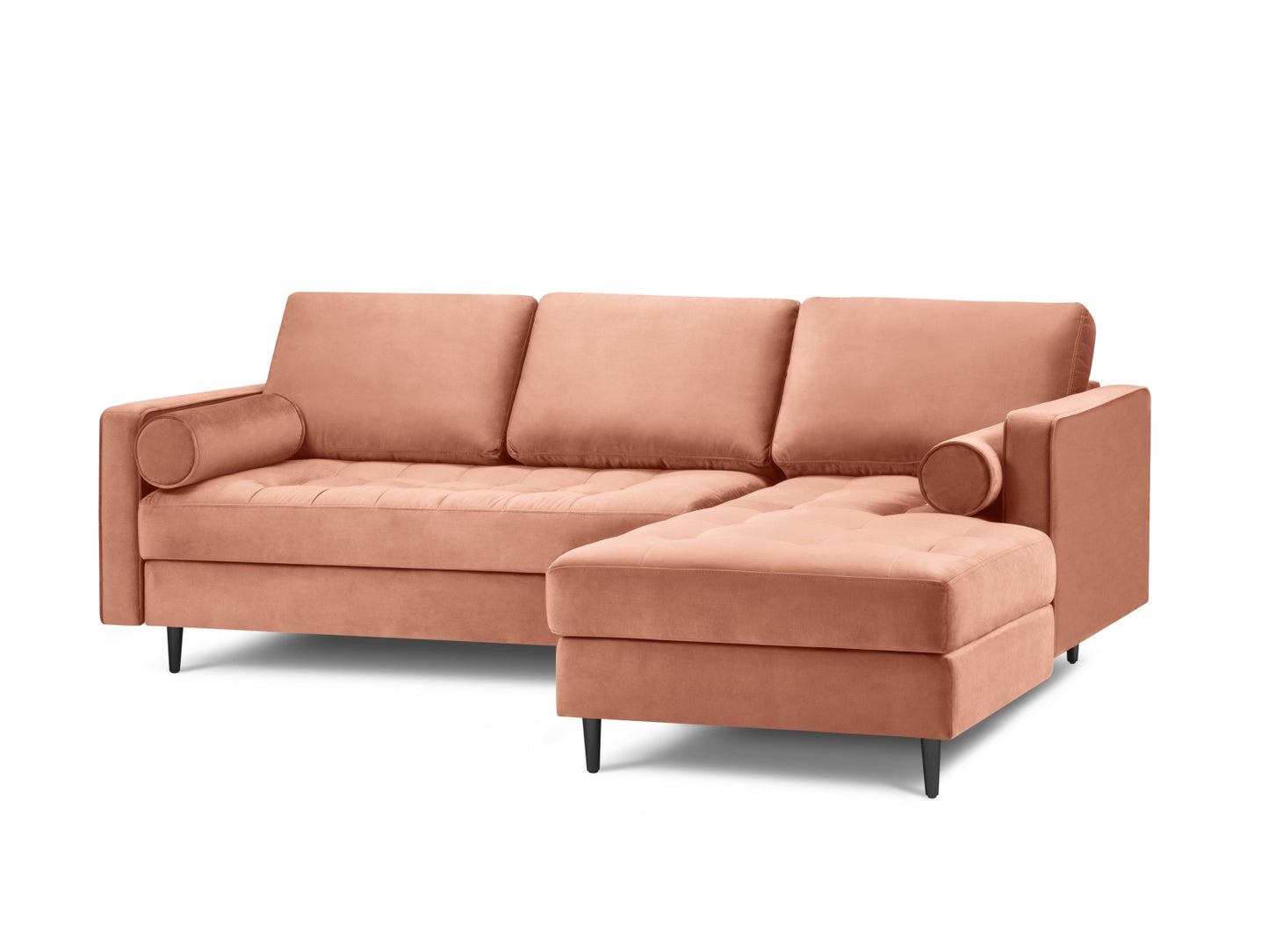Aspen Corner Sofa, 4 Seats, 236x170 cm — Pink / Black Chrome Metal / Right