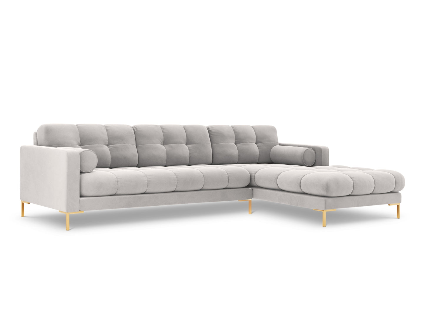 Bali Corner Sofa, 5 Seats, 293x185 cm — Silver / Gold Metal / Right