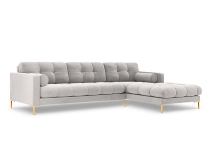 Bali Corner Sofa, 5 Seats, 293x185 cm — Silver / Gold Metal / Right