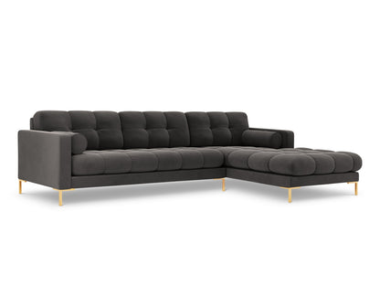 Bali Corner Sofa, 5 Seats, 293x185 cm — Dark Grey / Gold Metal / Right
