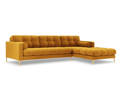 Bali Corner Sofa, 5 Seats, 293x185 cm — Yellow / Gold Metal / Right