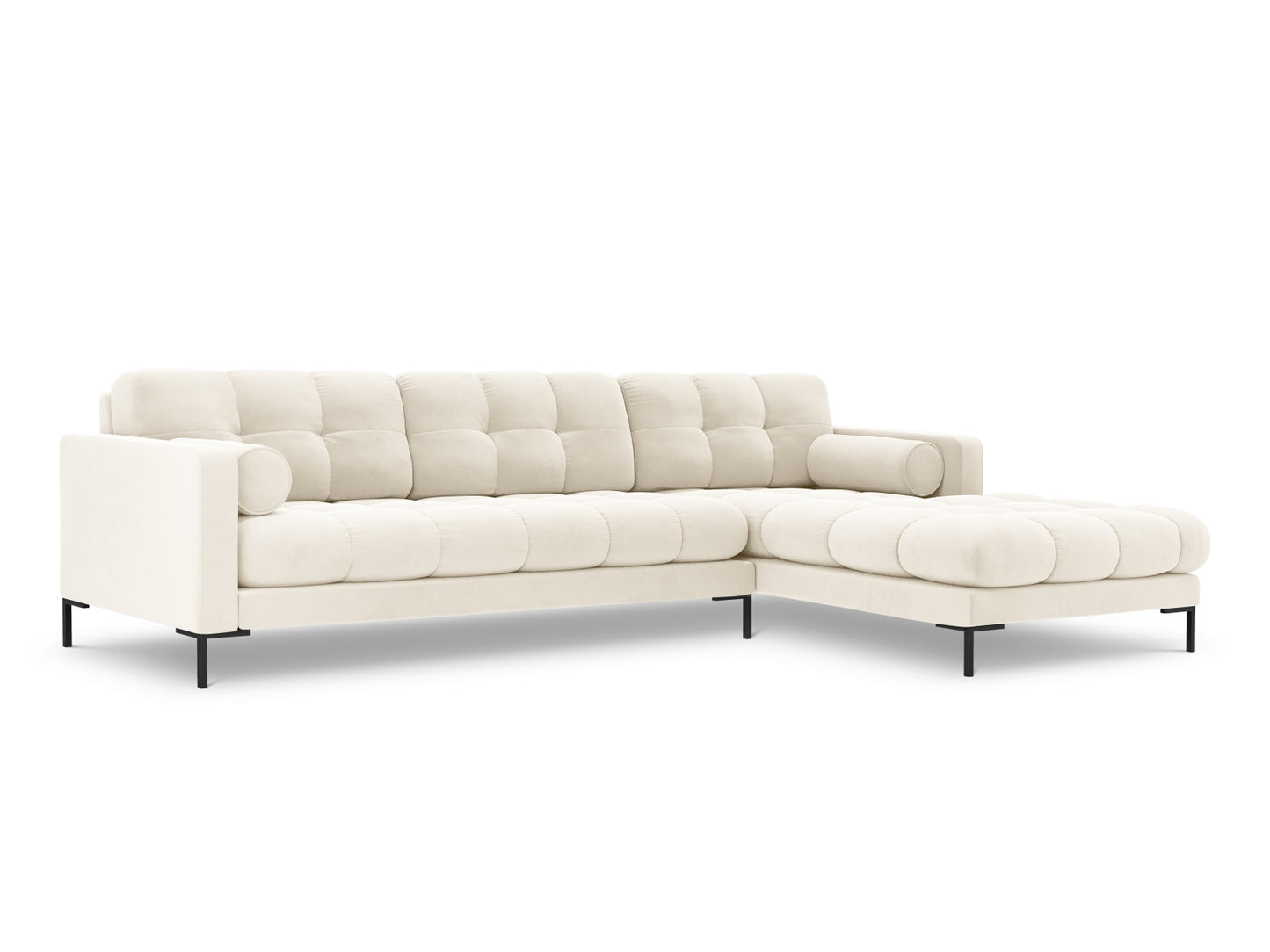 Bali Corner Sofa, 5 Seats, 293x185 cm — Light Beige / Black Metal / Right