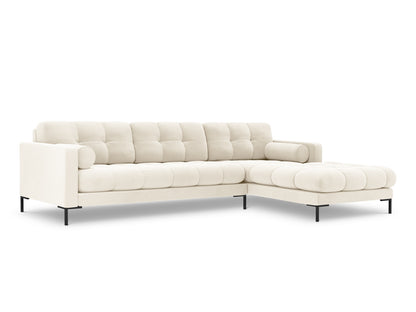 Bali Corner Sofa, 5 Seats, 293x185 cm — Light Beige / Black Metal / Right